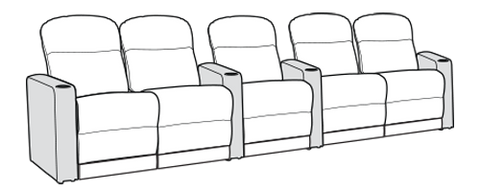 Row of 5 Dual Loveseats 148.0"