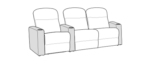 Row of 3 Right Loveseat 91.5"