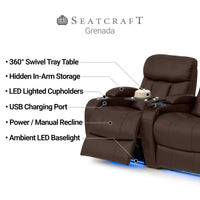 Grenada Italian Leather Home Theater Seating Single Recliner