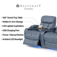 Grenada Italian Leather Home Theater Seating Single Recliner
