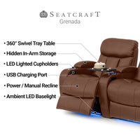 Grenada Italian Leather Home Theater Seating Single Recliner