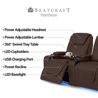 Pantheon Italian Leather Big & Tall Home Theater Seating Single Recliner