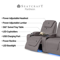 Pantheon Italian Leather Big & Tall Home Theater Seating Single Recliner