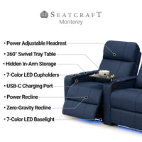 Monterey CoolZeroᵀᴹ Italian Leather Home Theater Seating Single Recliner