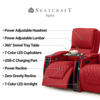 Apex CoolZeroᵀᴹ Italian Leather Home Theater Seating Single Recliner