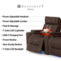 Valore Zero Gravity Home Theater Seating with Heat & Massage Single Recliner