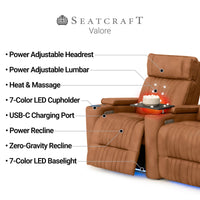 Valore Zero Gravity Home Theater Seating with Heat & Massage Single Recliner