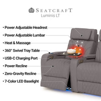 Luminis Zero Gravity Home Theater Seating with Heat & Massage Single Recliner