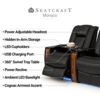 Monaco Italian Leather Home Theater Seating Single Recliner