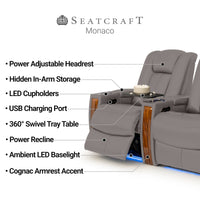 Monaco Italian Leather Home Theater Seating Single Recliner