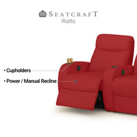 Rialto Italian Leather Home Theater Seating Single Recliner