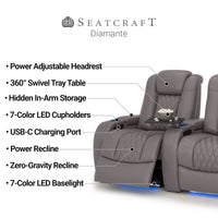 Diamante CoolZeroᵀᴹ Italian Leather Home Theater Seating Single Recliner