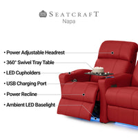 Napa Italian Leather Spacesaver Home Theater Seating Single Recliner