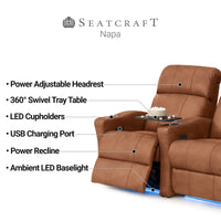 Napa Italian Leather Spacesaver Home Theater Seating Single Recliner