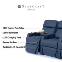 Sienna Italian Leather Spacesaver Home Theater Seating Single Recliner