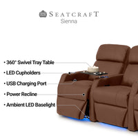 Sienna Italian Leather Spacesaver Home Theater Seating Single Recliner
