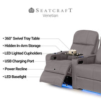 Venetian Italian Leather Home Theater Seating Single Recliner
