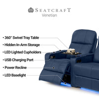 Venetian Italian Leather Home Theater Seating Single Recliner