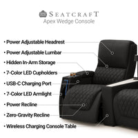 Apex CoolZeroᵀᴹ Wedge Console Italian Leather Home Theater Seats