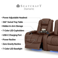 Diamante CoolZeroᵀᴹ Italian Leather Home Theater Seating Single Recliner