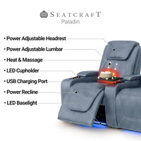 Paladin Italian Leather Heat & Massage Home Theater Seating