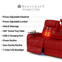 Armada LT HeatZeroᵀᴹ Italian Leather Home Theater Sofa & Loveseat
