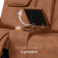 Seatcraft Concerto Heat & Massage Loveseat, Italian Leather, Powered Headrest, Powered Lumbar, Power Recline