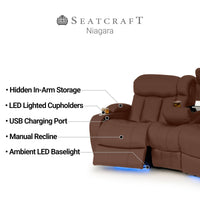 Seatcraft Niagara Italian Leather Sofa, Manual Recline