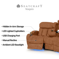 Seatcraft Niagara Italian Leather Sofa, Power or Manual Recline