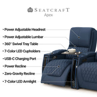 Apex Chaise CoolZeroᵀᴹ Italian Leather Home Theater Seating