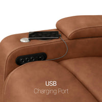 Seatcraft Vienna Loveseat Italian Leather, Powered Headrest & Lumbar, Power Recline