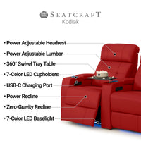 Kodiak Chaise CoolZeroᵀᴹ Italian Leather Home Theater Seating
