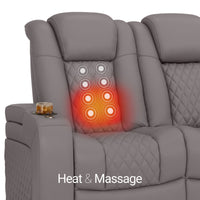 Seatcraft Euphoria Heat & Massage Sofa & Loveseat, Italian Leather, Powered Headrest, Powered Lumbar, Power Recline