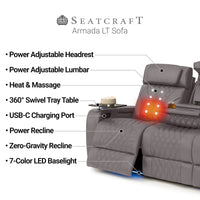 Armada LT HeatZeroᵀᴹ Italian Leather Home Theater Sofa & Loveseat