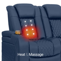 Seatcraft Euphoria Heat & Massage Loveseat, Italian Leather, Powered Headrest, Powered Lumbar, Power Recline