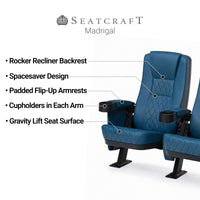 Seatcraft Madrigal 2 Row Home Theater Seats and Riser Package, Vinyl, Blue