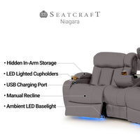 Seatcraft Niagara Italian Leather Sofa, Manual Recline