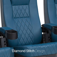 Seatcraft Madrigal 2 Row Home Theater Seats and Riser Package, Vinyl, Blue