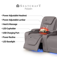Paladin Italian Leather Heat & Massage Home Theater Seating