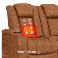 Seatcraft Euphoria Heat & Massage Loveseat, Italian Leather, Powered Headrest, Powered Lumbar, Power Recline