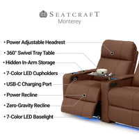 Monterey Chaise CoolZeroᵀᴹ Italian Leather Home Theater Seating