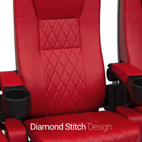 Seatcraft Madrigal 3 Row Home Theater Seats and Risers Package, Vinyl, Red