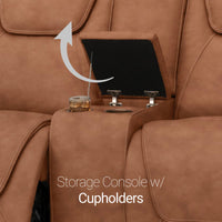 Seatcraft Vienna Loveseat Italian Leather, Powered Headrest & Lumbar, Power Recline