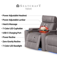 Valore Zero Gravity Home Theater Seating with Heat & Massage
