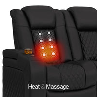 Seatcraft Euphoria Heat & Massage Loveseat, Italian Leather, Powered Headrest, Powered Lumbar, Power Recline