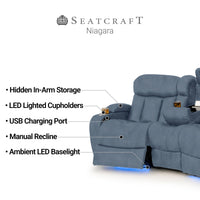 Seatcraft Niagara Italian Leather Sofa, Manual Recline