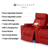 Valore Zero Gravity Home Theater Seating with Heat & Massage
