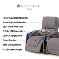 Apex Chaise CoolZeroᵀᴹ Italian Leather Home Theater Seating