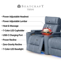 Valore Zero Gravity Home Theater Seating with Heat & Massage