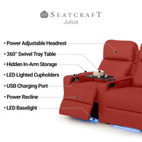 Julius Italian Leather Big & Tall Home Theater Seats